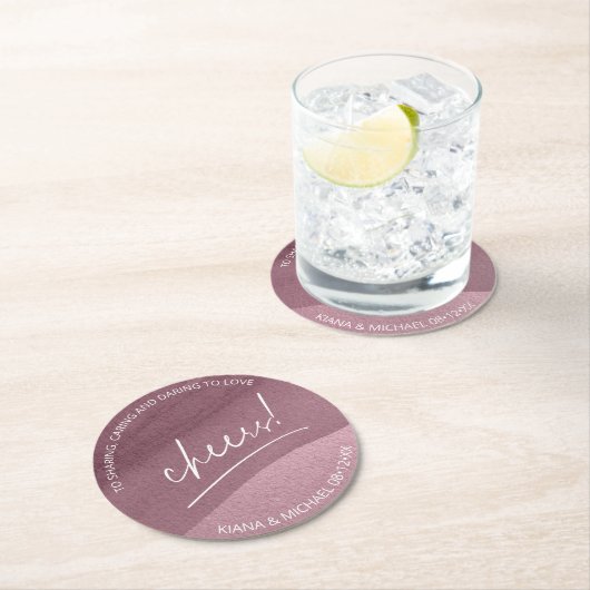 Calligrafie Wedding Cheers Mauve ID771 Ronde Kartonnen Onderzetter (Insitu)