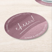 Calligrafie Wedding Cheers Mauve ID771 Ronde Kartonnen Onderzetter (Gebogen)