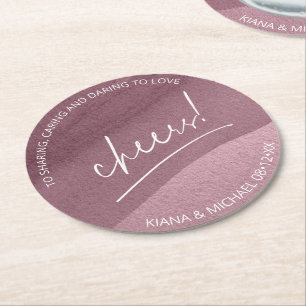 Calligrafie Wedding Cheers Mauve ID771 Ronde Kartonnen Onderzetter