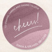 Calligrafie Wedding Cheers Mauve ID771 Ronde Kartonnen Onderzetter (Voorkant)