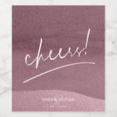 Calligrafie Wedding Cheers Mauve ID771 Wijn Etiket (Enkel label)