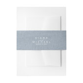 Calligrafie Wedding Dusty Blue ID771 Uitnodigingen Wikkel (Voorkant Voorbeeld)