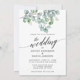 Calligrafie Wedding Eucalyptus Greenery Foto Kaart