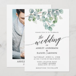 Calligrafie Wedding Eucalyptus Greenery Foto Kaart