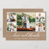 Calligrafie Wedding Kraft Love Bedankt 5 Foto (Voorkant / Achterkant)