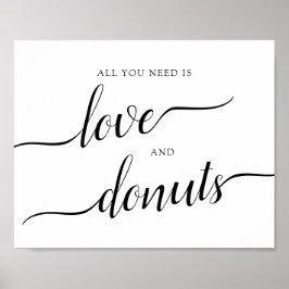 Calligrafie Wedding "Love and Donuts"-teken Poster