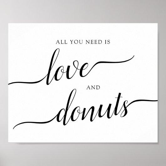 Calligrafie Wedding "Love and Donuts"-teken Poster (Voorkant)