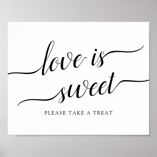 Calligrafie Wedding "Love is Sweet" Sign Poster (Voorkant)