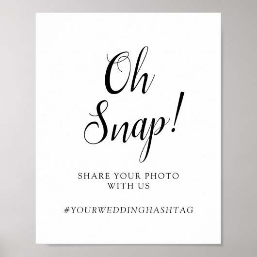 Calligrafie Wedding "Oh Snap!" Bordjee Poster (Voorkant)