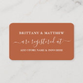 Calligrafie Wedding Registry Foto Terracotta Informatiekaartje (Voorkant)