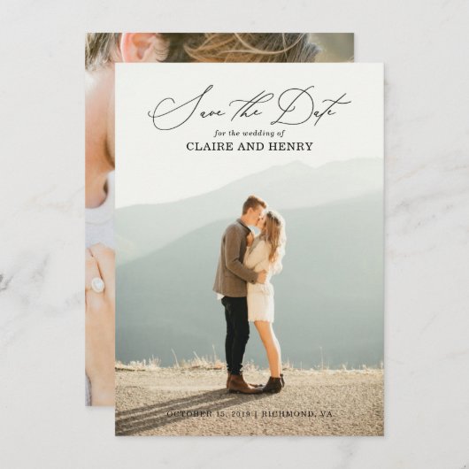 Calligrafie Wedding Save the Date Card Aankondiging (Voorkant / Achterkant)