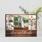 Calligrafie Wedding Wood Love Bedankt 5 Foto (Staand voorkant)