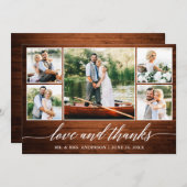 Calligrafie Wedding Wood Love Bedankt 5 Foto (Voorkant / Achterkant)