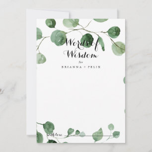 Calligrafie Wedding Words of Wisdom Eucalyptus Advieskaart