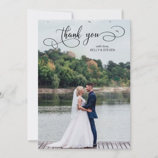 Calligrafie Weduwfoto Hartelijk dank Bedankkaart (Voorkant)