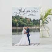 Calligrafie Weduwfoto Hartelijk dank Bedankkaart (Staand voorkant)