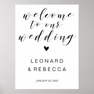 Calligrafie Welkomstbord zwart-wit Poster