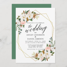 Calligrafie White Magnolias Rozen Gold Wedding