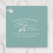 Calligrafie Wij danken u Blauwgroen ID886 Bedankjes Labels (Voorkant)