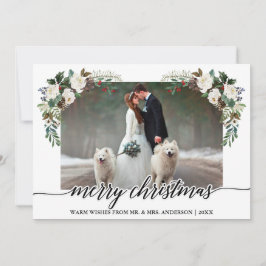Calligrafie Winter Floral Greenery Wedding Foto Feestdagenkaart