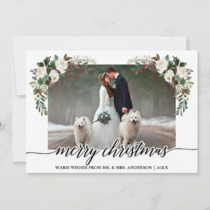 Calligrafie Winter Floral Greenery Wedding Foto Feestdagenkaart