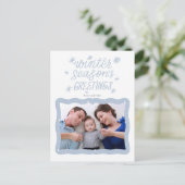 Calligrafie Winter Seizoen Groetings Foto Holiday Briefkaart (Staand voorkant)