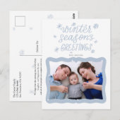 Calligrafie Winter Seizoen Groetings Foto Holiday Briefkaart (Voorkant / Achterkant)