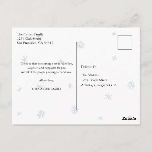 Calligrafie Winter Seizoen Groetings Foto Holiday Briefkaart (Achterkant)