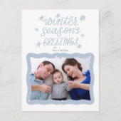 Calligrafie Winter Seizoen Groetings Foto Holiday Briefkaart (Voorkant)