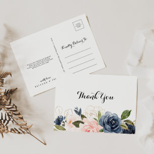 Calligrafie Winter Unieke Floral Hartelijk dank Briefkaart