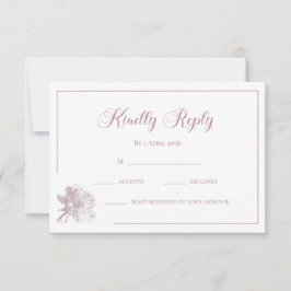 Calligrafie Witte Blush Roze Bloem Bruiloft RSVP Notitiekaartje