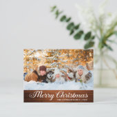 Calligrafie Wood Foto Merry Kerstster Briefkaart (Staand voorkant)