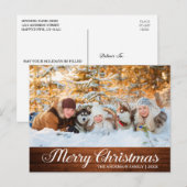 Calligrafie Wood Foto Merry Kerstster Briefkaart (Voorkant / Achterkant)