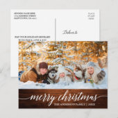 Calligrafie Wood Merry Kerstfamilie Foto Briefkaart (Voorkant / Achterkant)