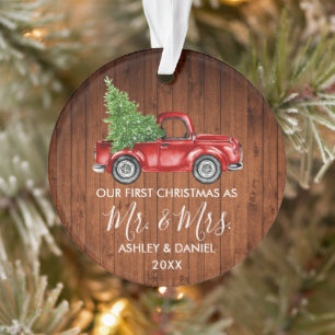 Calligrafie Wood Mr. Mrs. Ornament