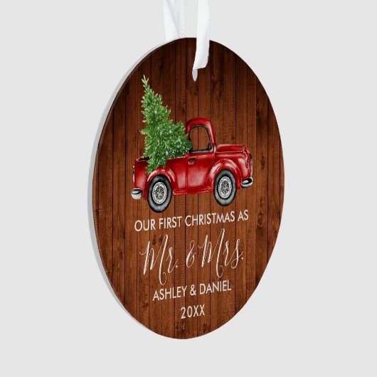 Calligrafie Wood Mr. Mrs. Ornament (voorkant)