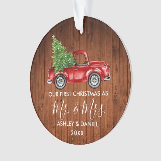 Calligrafie Wood Mr. Mrs. Ornament (voorkant)