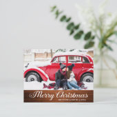 Calligrafie Wood Star Merry-kerstfoto Briefkaart (Staand voorkant)