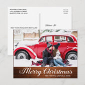 Calligrafie Wood Star Merry-kerstfoto Briefkaart (Voorkant / Achterkant)