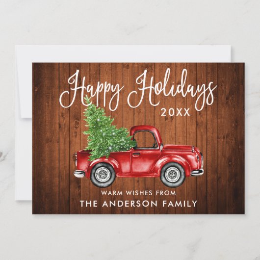 Calligrafie Wood  Truck Feestdagenkaart (Voorkant)