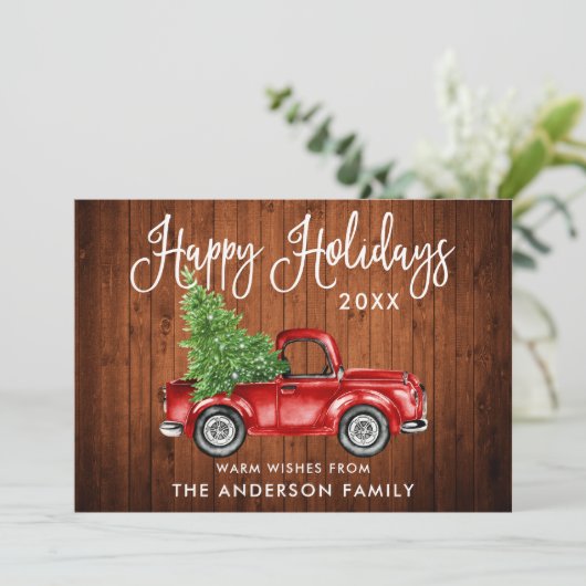 Calligrafie Wood Truck Feestdagenkaart (Staand voorkant)