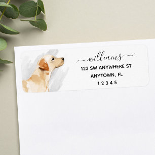 Calligrafie Yellow Labrador Dog Return Address Etiket