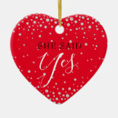 Calligrafie Ze zei ja Diamond Verloving Keramisch Ornament (Voorkant)