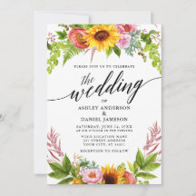 Calligrafie Zonnebloem Boho Floral Wedding