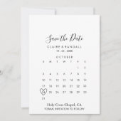 Calligrafie zwart en wit sparen de kalender van de save the date (Voorkant)