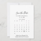 Calligrafie zwart en wit sparen de kalender van de save the date (Voorkant)