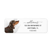 Calligrafie zwart Tan Dachshund Return-adres Etiket (Voorkant)