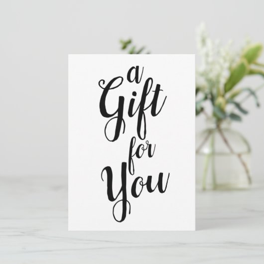 Calligrafie zwart-wit cadeaubon (Staand voorkant)