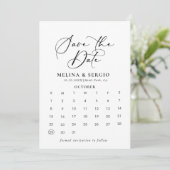 Calligrafie zwart wit Opslaan Datum kalender Save The Date (Staand voorkant)