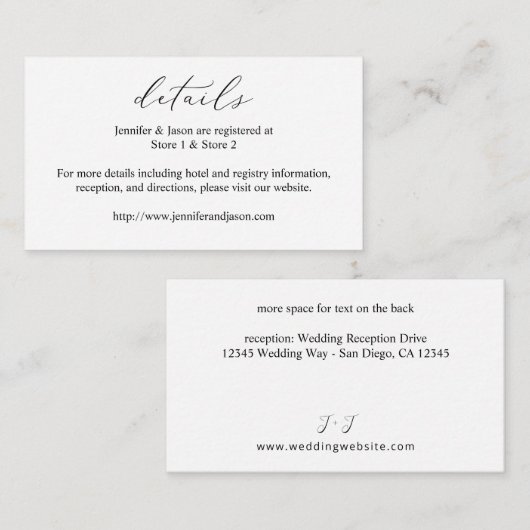 Calligrafie zwart-wit — SM Informatiekaartje (Voorkant / Achterkant)